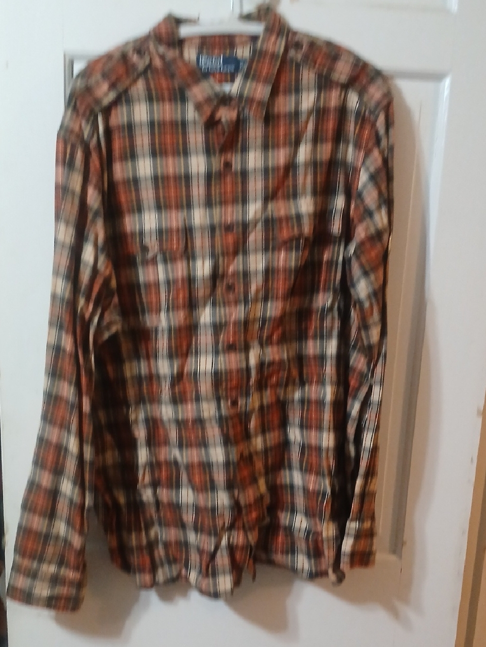 Polo by Ralph Lauren Vintage Orange and Cream Plaid Button-Down Shirt
